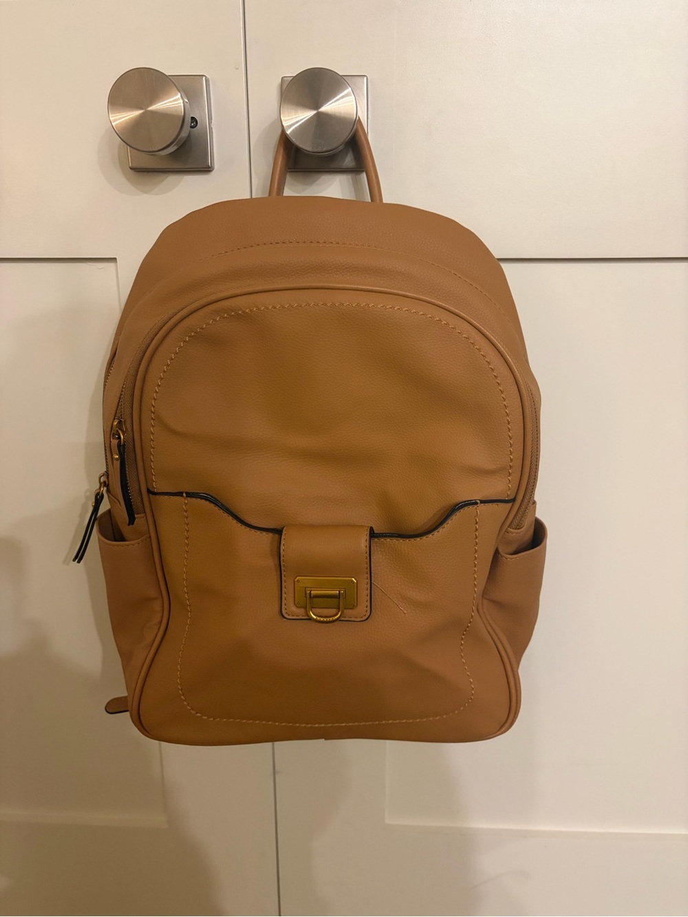 Leather-Style Tan Backpack